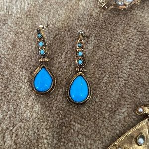 Gypsy Handmade Turquoise and gold earrings